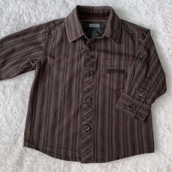 Kenneth Cole Reaction Brown Button Down Shirt Boys - Picture 2 of 9